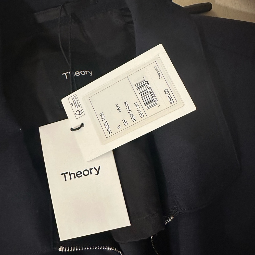 NWT Theory Hazelton Zip Jacket in Stretch Wool Navy - Picture 5 of 6